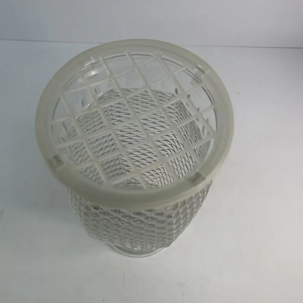 Vintage FTD Clear Pressed Glass Diamond Point Pineapple Hexagon Vase 1980s